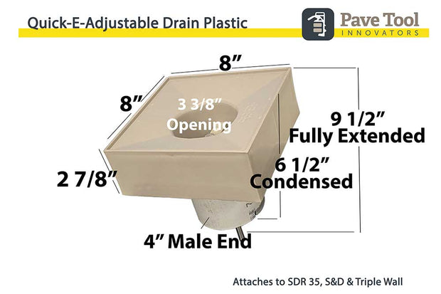 Quick-E-Adjustable Patio Drain Plastic Specification Sheet