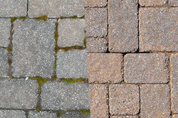 quick-e-paver cleaner, 5gallons, 5gal, clean pavers, patio, walkway, dirt, grime, power wash