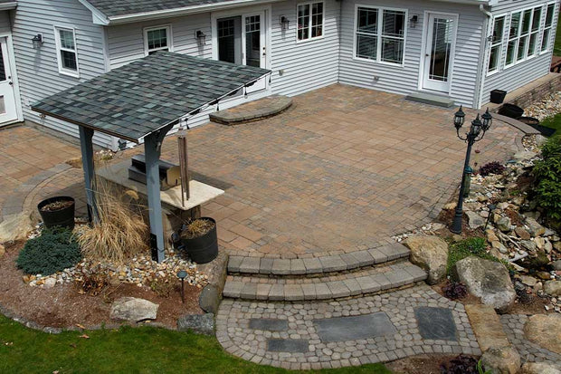 quick-e-paver protectant, 5gallons, 5gal, protect pavers, patio, walkway, shield, grime, finished patio, beautiful, job