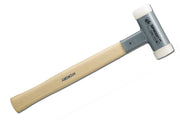Supercraft 60 Deadblow by Halder Hammer sold by Pave Tool is made of cast iron housing and a hickory handle with two white nylon no bounce hard heads