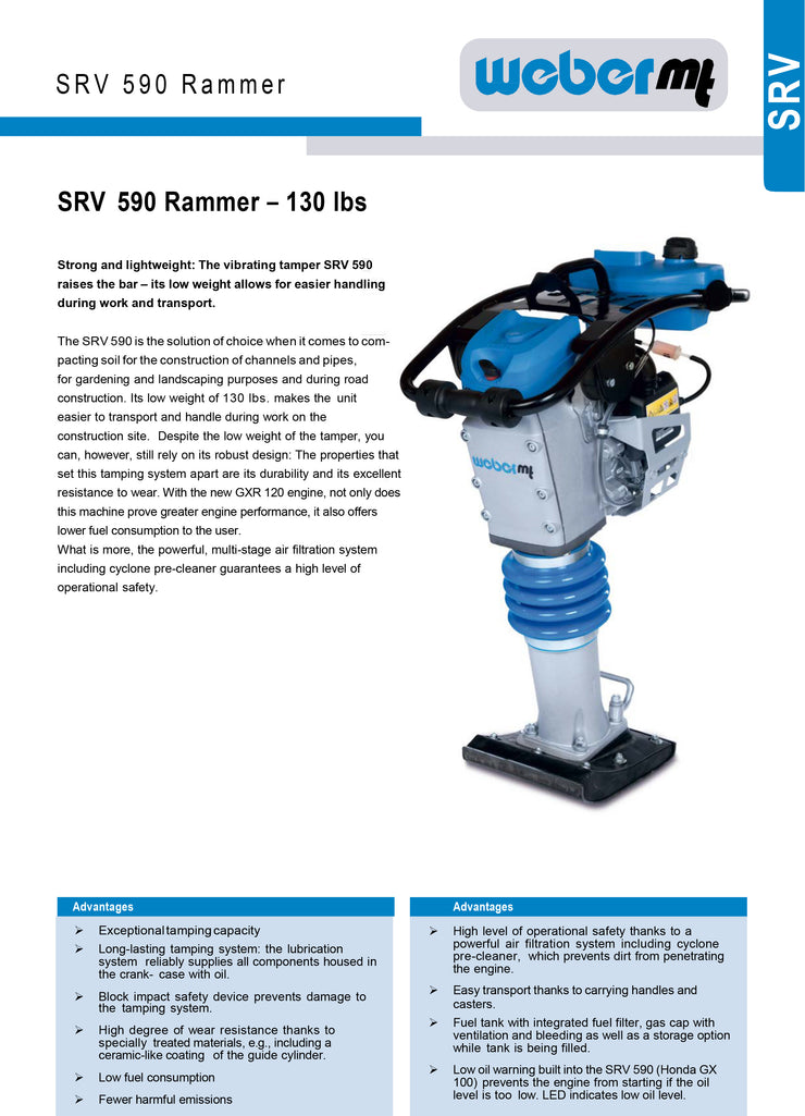 WeberMT SRV 590 Tamper Spec Sheet